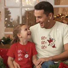 Camiseta Infantil Natal Papai Noel HO HO HO Unissex Blusa 100% Algodão Adulto Camisa Estampada Qualidade Promoção