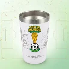 Copo Térmico Inox Copa Do Mundo - Torcida Brasil - Nome Personalizado Gravação Laser 360ml