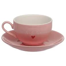Jogo 6 Xicaras De Cha Cafe Rosa Coracao Hauskraft 160Ml