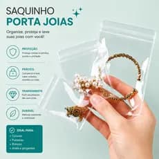 Saco Plástico Para Jóias Em Pvc Saquinho Transparente Com 50 Unidades Organizador Brinco Anel