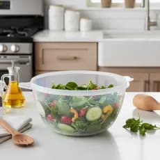 Kit Bowls Saladeiras Grandes 6 Litros 2 Unidades Transparente c/tampa Transparent Plastico Caçarola Bacia C/Tampa Tigela