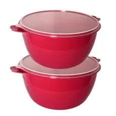 Kit Bowls Saladeiras Grandes 6 Litros 2 Unidades Plasticos Resistente Caçarola Bacia C/ Tampa Tigela