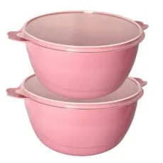 Kit Bowls Saladeiras Grandes 6 Litros 2 Unidades Plasticos Resistente Caçarola Bacia C/ Tampa Tigela