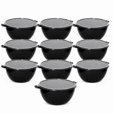 Kit 10 Bowl 3 Litros com Tampa Transparente Pote Tigela Plástica para Alimentos Cozinha 3L