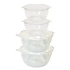 Kit Bowls Saladeiras Grandes 6L e 3L - 4 Unidades Plasticos Resistente Caçarola Bacia C/ Tampa Tigela