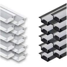 Kit 5 Perfil 1m cada Embutir Preto Alumínio Fácil Instalação Fita LED Gesso DryWall Decoração Casa Móveis Parede