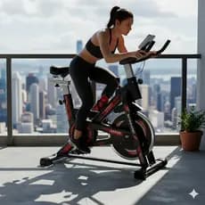 Bicicleta Ergométrica Emagrecer Exercício em casa Spinning Bike Fitness Preto-Vermelho Academia Ajustável Confortável