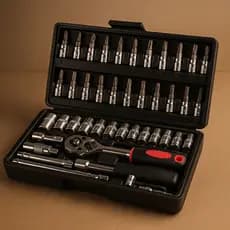 Kit Caixa de Ferramentas 46 Chave Catraca Jogo De Soquetes Allen Torx Ferramentas e maleta Manutenção Homem Casa