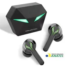 H'maston RS29 Fone De Ouvido Gamer Sem Fio Bluetooth 5.3 Intra-auricular com Microphone e Luz LED