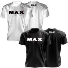 Kit 2 Camisas Dry Fit Max Titanium - Branca e Preta Esportiva Academia Treino ALGODAO