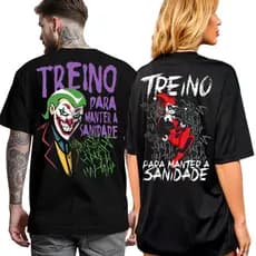 Camiseta Kit Casal Coringa + Arlequina Moda Academia Camisa Basica 100% Algodão top
