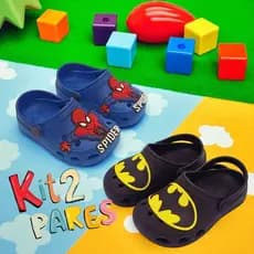 babuche intantil menino super heroi kit de 2 pares confortavel leve