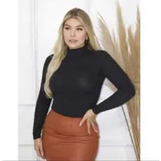 Blusa Feminina Canelada Gola Alta Manga Longa – Elegância, Conforto e Estilo para Todas as Ocasiões