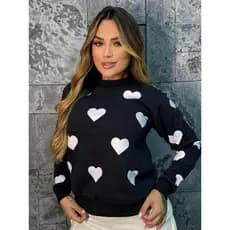 Blusa Feminina Moletom Flanelado Estampa Coração