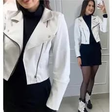 Jaqueta Feminina De Couro Fake Com Zipe Estilo Moderno e  Elegante Inverno - Promoção