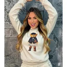 Blusa Moletom Feminina Estampa Urso Luxo Confortável - Promoção Inverno 2026