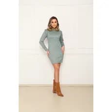 Vestido Lãnzinha Gola Alta Malha Trico Forrado Curto Manga Longa Moda Feminina Luana