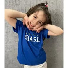 Camiseta Estampa Brasil Infantil  Menina Tecido confortável 2026