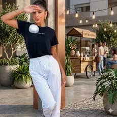 Camiseta Feminina Malha Algoão florTendência 2026