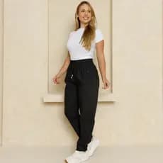 Calça Academia Jogger Feminina Poliamida Cintura Alta Esportiva Treino Casual Conforto Lisa