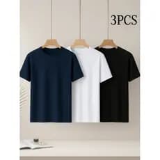 Kit 3 Camiseta Básica Masculina 100% Algodão Casual Conforto