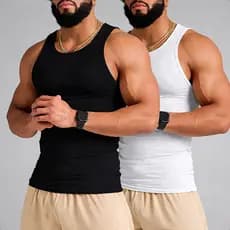 Kit 2 Regatas Americana Masculina Canelada Lisa Malha Confortável Ajustada