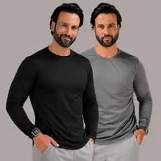 Kit 2 Camisas Segunda Pele UV Térmica Proteção Solar UV50+ Manga Longa Esportiva