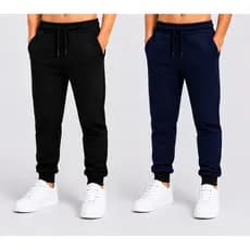 Kit 2 Calças Jogger Moletom Infantil Flanelada Frio Inverno