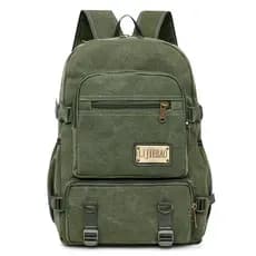Mochila de Lona Vintage Estilosa Vários Compartimentos Viagem e Estudos 2501