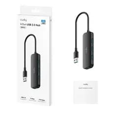 Adaptador USB Cudy HUB com 4 Portas USB 3.0, 5 Gbps, Preto - UH40A V1.0