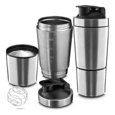 Shakeira Dupla Inox 900ml Coqueteleira Academia Misturador para Proteína Sheik Academia Com Mola IMPERATRIZ