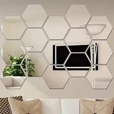 Kit 10 Espelhos Decorativos Colmeia Em Acrilico Em Formato De Hexagono