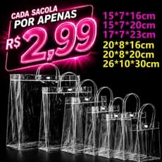 20/30/40/50 Sacos de Presente PVC Transparente com Alças Reutilizáveis para Dia dos Namorados Festa Junina Aniversário