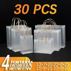 20 sacola fosca transparente com alça para casamentos aniversários e Natal bolsa para doces brinquedos presentes