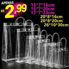 5/10/15/20 Sacos de Presente PVC Transparente com Alças Reutilizáveis para Dia dos Namorados Festa Junina Aniversário