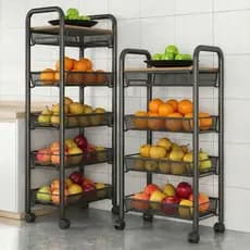 fruteira de cozinha de chão 5 Andares com Rodízios para Frutas Multifuncional Aço