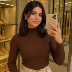 Blusa Feminina Cacharrel Segunda Pele Gola Alta Manga Longa