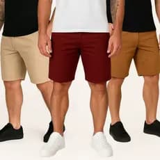 Kit 3 Bermudas Sarja Brim Masculina 36 Ao 46