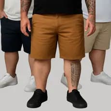 Kit 3 Bermudas Sarja Masculino 48 Ao 58 Plus Size Extra Grande