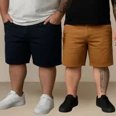 Kit 2 Bermudas Sarja Masculina Plus Size  48 Ao 58 Extra Grande