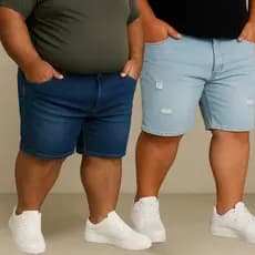 Kit 2 Bermudas Jeans Masculina Slim Plus Size Lycra 48 Ao 58 Exg