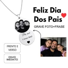 Colar Personalizado Presente Dia Dos Pais Gravação Frente e Verso Foto Frase Alta Qualidade