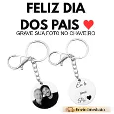 Chaveiro Personalizado Presente Dia Dos Pais Prata Foto Nome Gravação Grátis Resistente Lembrança