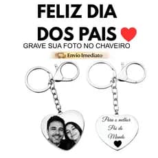 Chaveiro Personalizado Foto Personalizado Presente Dia Dos Pais Frente e Verso Resistente Prata
