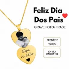 Colar Personalizado Para Dia Dos Pais Presente Gravação Grátis Foto Frase Prata Dourada Durável
