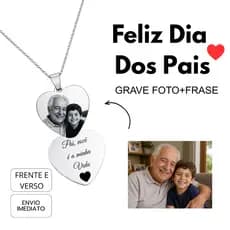 Colar Medalha Personalizado Dia Dos Pais Presente Foto Frase Aço Inoxidável Prata Dourada