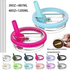 Tampa De Canudo Flip Com Canudo Para Copo De 40Oz e1200 ML Tampa Transparente Para Garrafa Aqua Térmico