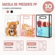 Sacolas PP Foscas com Borda Transparente Alças Resistentes Reutilizáveis Sacola Presente para Casamento Festa