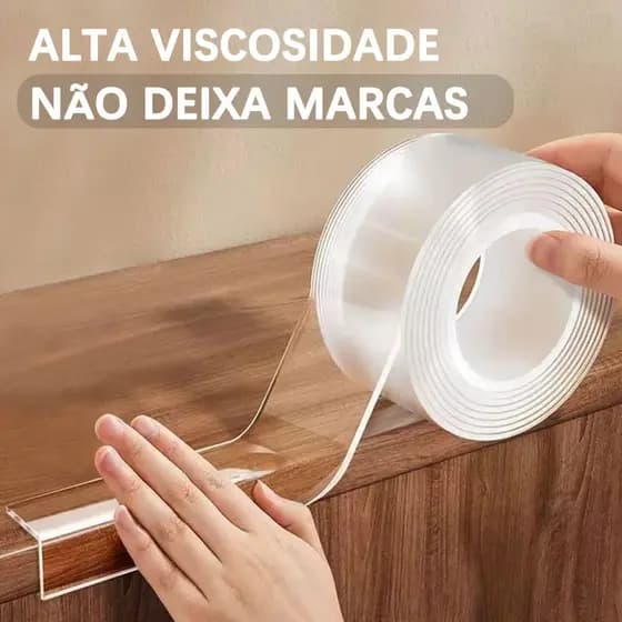 Fita Dupla Face 2/3m Transparente extra Forte para paredes quadros decorativos molduras fita dupla face fina