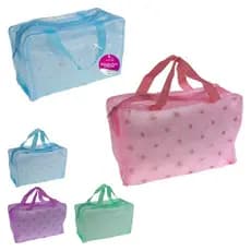 KIT 12 NECESSAIRE FEMININA  COLOR 22CM TRANSPARENTE MATERIAL PVC